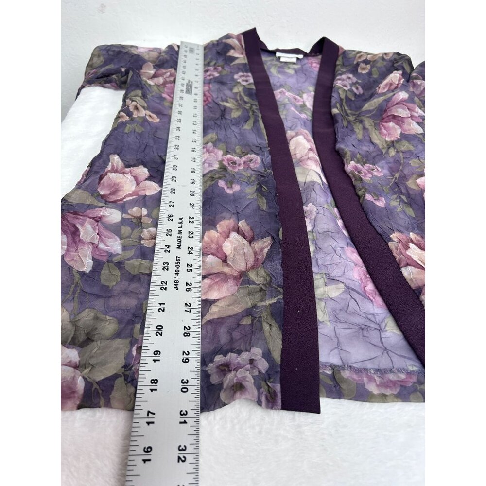 Pride & Joy Womens Floral Purple Sheer Open Front Cardigan Jacket Size 16W - Picture 9 of 9